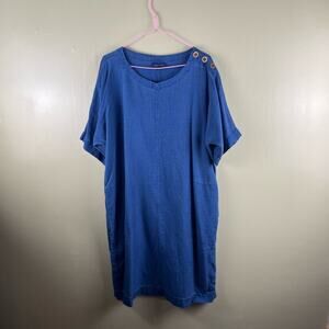 J.Jill PureJill Shift Dress Denim Chambray Short Sleeve Button Detail